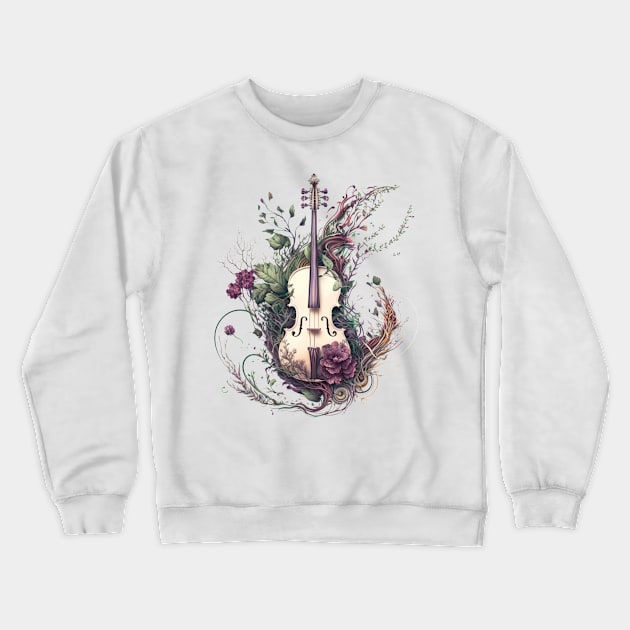 Nature's Symphony: Floral Violins and Rococo Elegance #1 Crewneck Sweatshirt by AntielARt